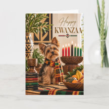 Yorkshire Terrier Kwanzaa Card