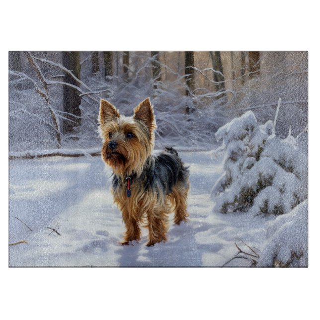 Yorkshire Terrier Let It Snow Christmas Cutting Board (Front)