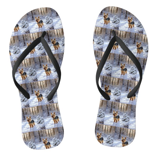 Yorkshire Terrier Let It Snow Christmas Jandals (Footbed)