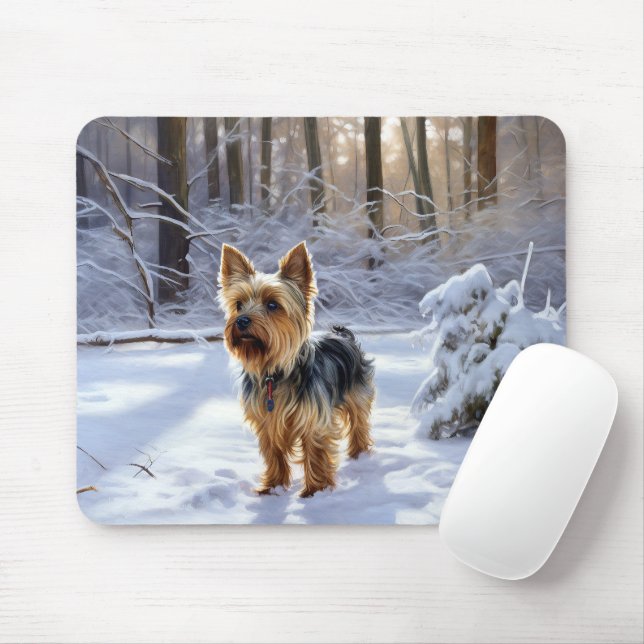 Yorkshire Terrier Let It Snow Christmas Mouse Pad (With Mouse)