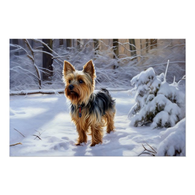 Yorkshire Terrier Let It Snow Christmas Poster (Front)