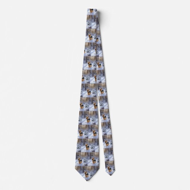 Yorkshire Terrier Let It Snow Christmas Tie (Front)
