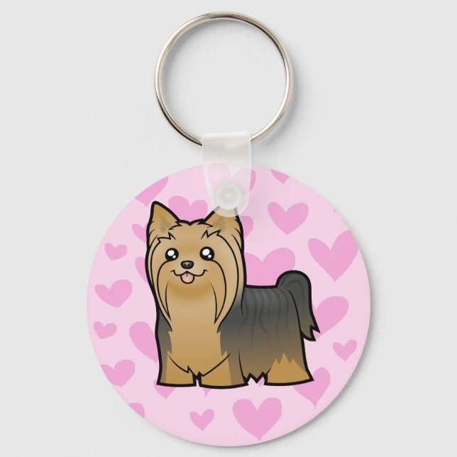 Yorkshire Terrier Love (long hair no bow) Key Ring (Front)