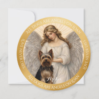 Yorkshire Terrier Love Never Dies Round Gold  Thank You Card