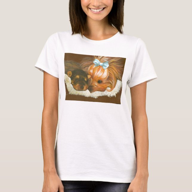 Yorkshire Terrier Mama and Puppy Tee - Customised (Front)