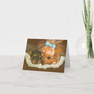 Yorkshire Terrier Mama with Puppy Note Cards