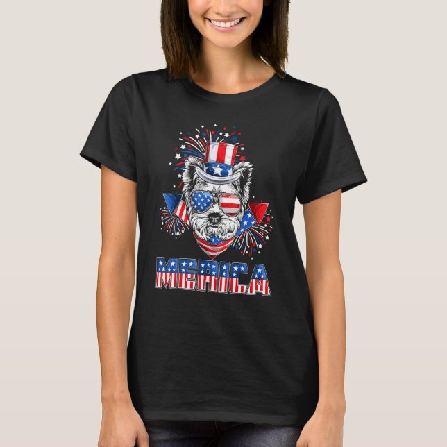 Yorkshire Terrier Merica Firework 4th Of July Men  T-Shirt (Front)