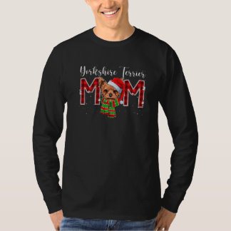 Yorkshire Terrier Mom Santa Plaid Dog Mom  Christm T-Shirt