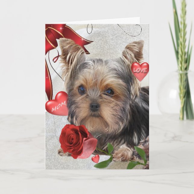 Yorkshire Terrier Momma Love Holiday Card (Front)