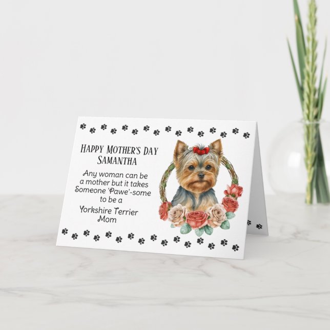 Yorkshire Terrier Mum Mother's Day Verse Holiday Card (Front)
