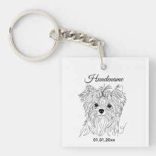 Yorkshire Terrier one line art customizable dog Key Ring
