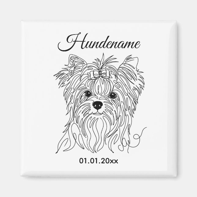 Yorkshire Terrier one line art customizable dog Magnet (Front)