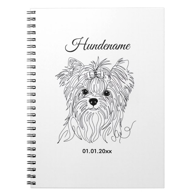 Yorkshire Terrier one line art customizable dog Notebook (Front)