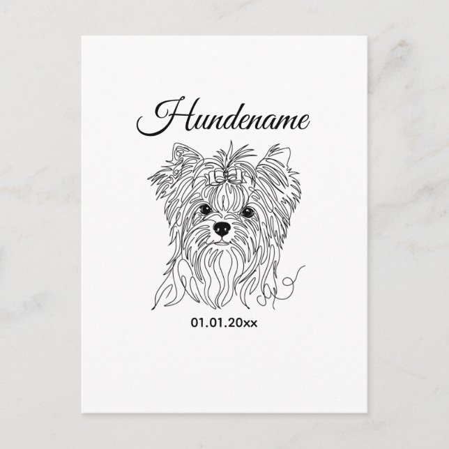 Yorkshire Terrier one line art customizable dog Postcard (Front)