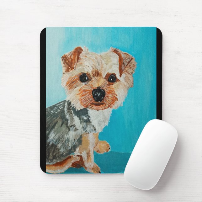Yorkshire Terrier Painting by Alfred Fox Mouse Pad (With Mouse)