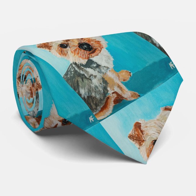 Yorkshire Terrier Painting by Alfred Fox Tie (Rolled)