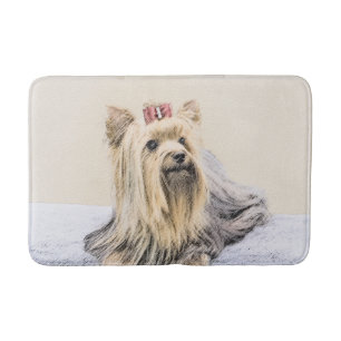 Yorkshire Terrier Painting - Cute Original Dog Art Bath Mat