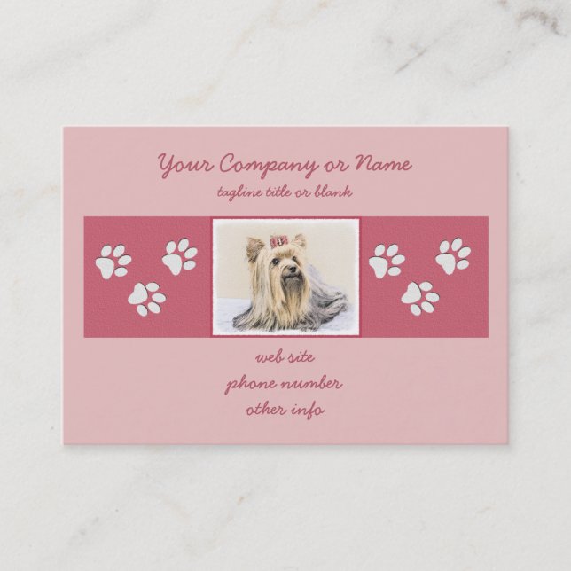 Yorkshire Terrier Painting - Cute Original Dog Art Business Card (Front)