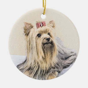 Yorkshire Terrier Painting - Cute Original Dog Art Ceramic Tree Decoration