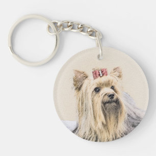 Yorkshire Terrier Painting - Cute Original Dog Art Key Ring