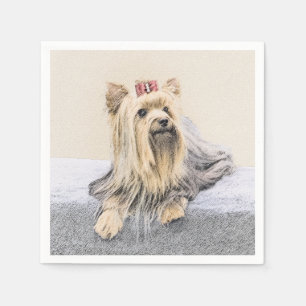 Yorkshire Terrier Painting - Cute Original Dog Art Napkin