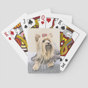 Yorkshire Terrier Painting - Cute Original Dog Art Playing Cards