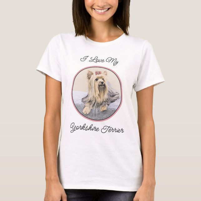 Yorkshire Terrier Painting - Cute Original Dog Art T-Shirt (Front)