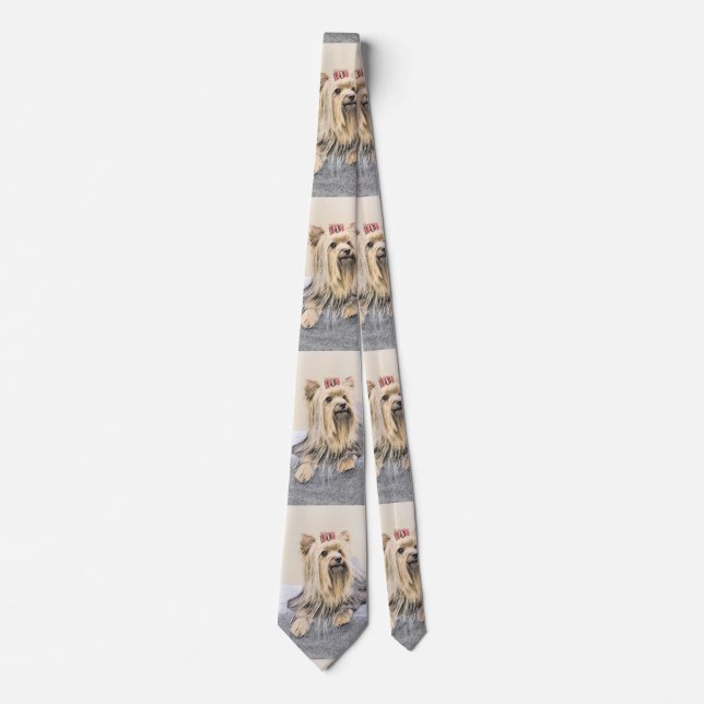 Yorkshire Terrier Painting - Cute Original Dog Art Tie (Front)