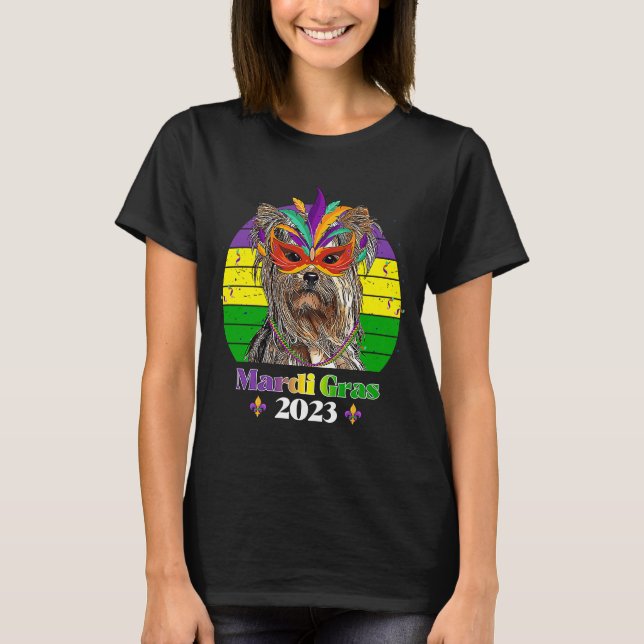 Yorkshire Terrier Party Dog Mardi Gras 2023 T-Shirt (Front)