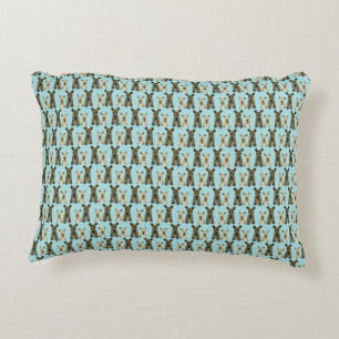 Yorkshire Terrier Pattern in Teal Decorative Cushion
