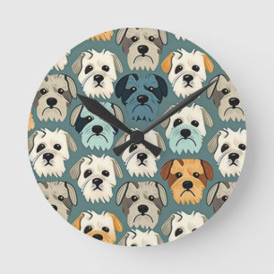 Yorkshire Terrier Pattern Round Clock