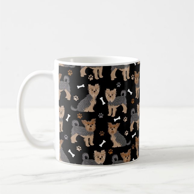Yorkshire Terrier Paws and Bones Yorkie Dog Coffee Mug (Left)