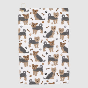 Yorkshire Terrier Paws and Bones Yorkie Dog Golf Towel