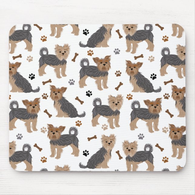 Yorkshire Terrier Paws and Bones Yorkie Dog Mouse Pad (Front)