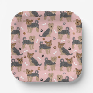 Yorkshire Terrier Paws and Bones Yorkie Dog Paper Plate