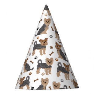 Yorkshire Terrier Paws and Bones Yorkie Dog Party Hat
