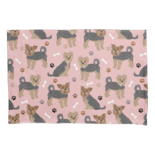 Yorkshire Terrier Paws and Bones Yorkie Dog Pillowcase
