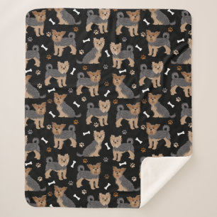 Yorkshire Terrier Paws and Bones Yorkie Dog Sherpa Blanket