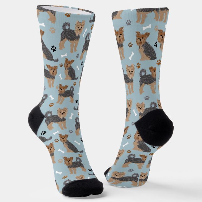 Yorkshire Terrier Paws and Bones Yorkie Dog Socks (Angled)