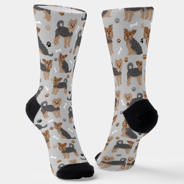 Yorkshire Terrier Paws and Bones Yorkie Dog Socks (Angled)