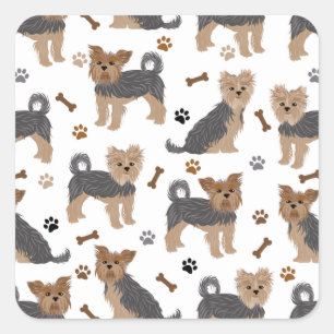 Yorkshire Terrier Paws and Bones Yorkie Dog Square Sticker