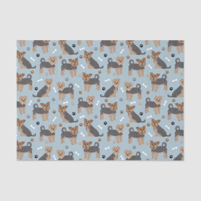 Yorkshire Terrier Paws and Bones Yorkie Dog Tissue Paper (Front)