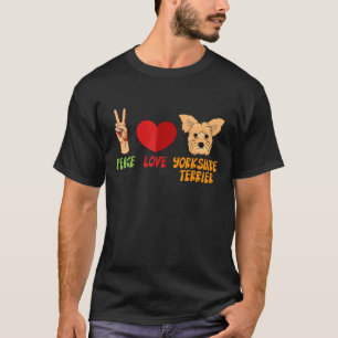 Yorkshire Terrier Peace Love Unity Heart Truce Pet T-Shirt