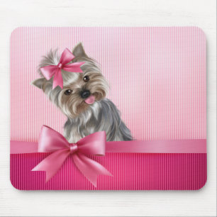 Yorkshire Terrier Pink Princess Yorkie Puppy Dog Mouse Pad