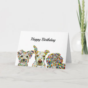 Yorkshire terrier, Pitbull, Shih Tzu Birthday Card