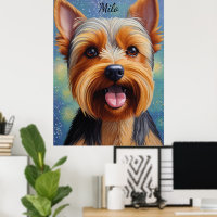 Yorkshire Terrier Pointillism Dog Portrait
