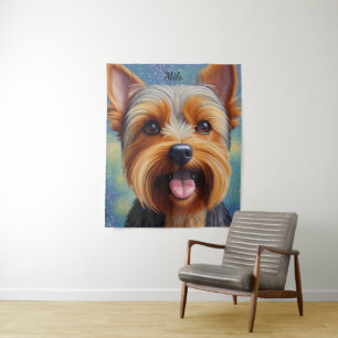 Yorkshire Terrier Pointillism Dog Portrait Tapestry
