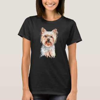 Yorkshire Terrier Portrait Cute Puppy Watercolor T-Shirt