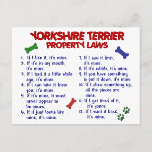 YORKSHIRE TERRIER Property Laws 2 Yorkie Postcard