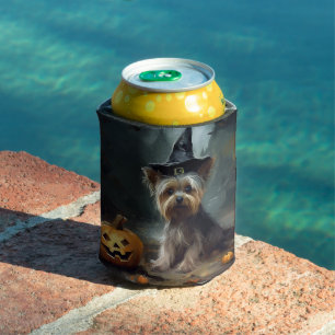 Yorkshire Terrier Pumpkins Halloween Scary  Can Cooler